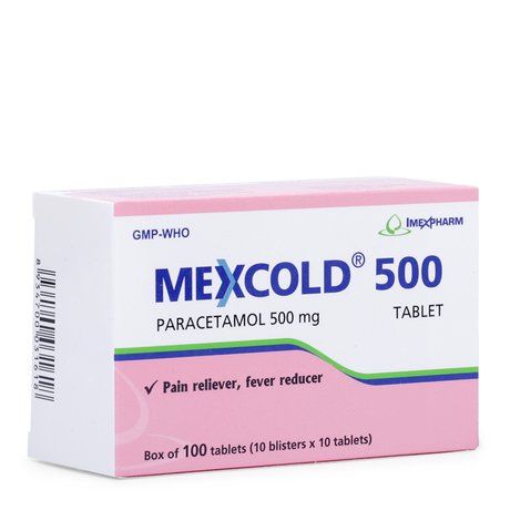 Thuốc giảm đau, hạ sốt Mexcold 500mg ( 10 vỉ x 10 viên/hộp) 1