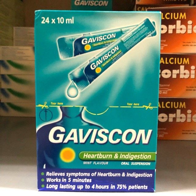 Thuốc Gaviscon Action điều trị trào ngược dạ dày, ợ nóng, chua gói 10ml