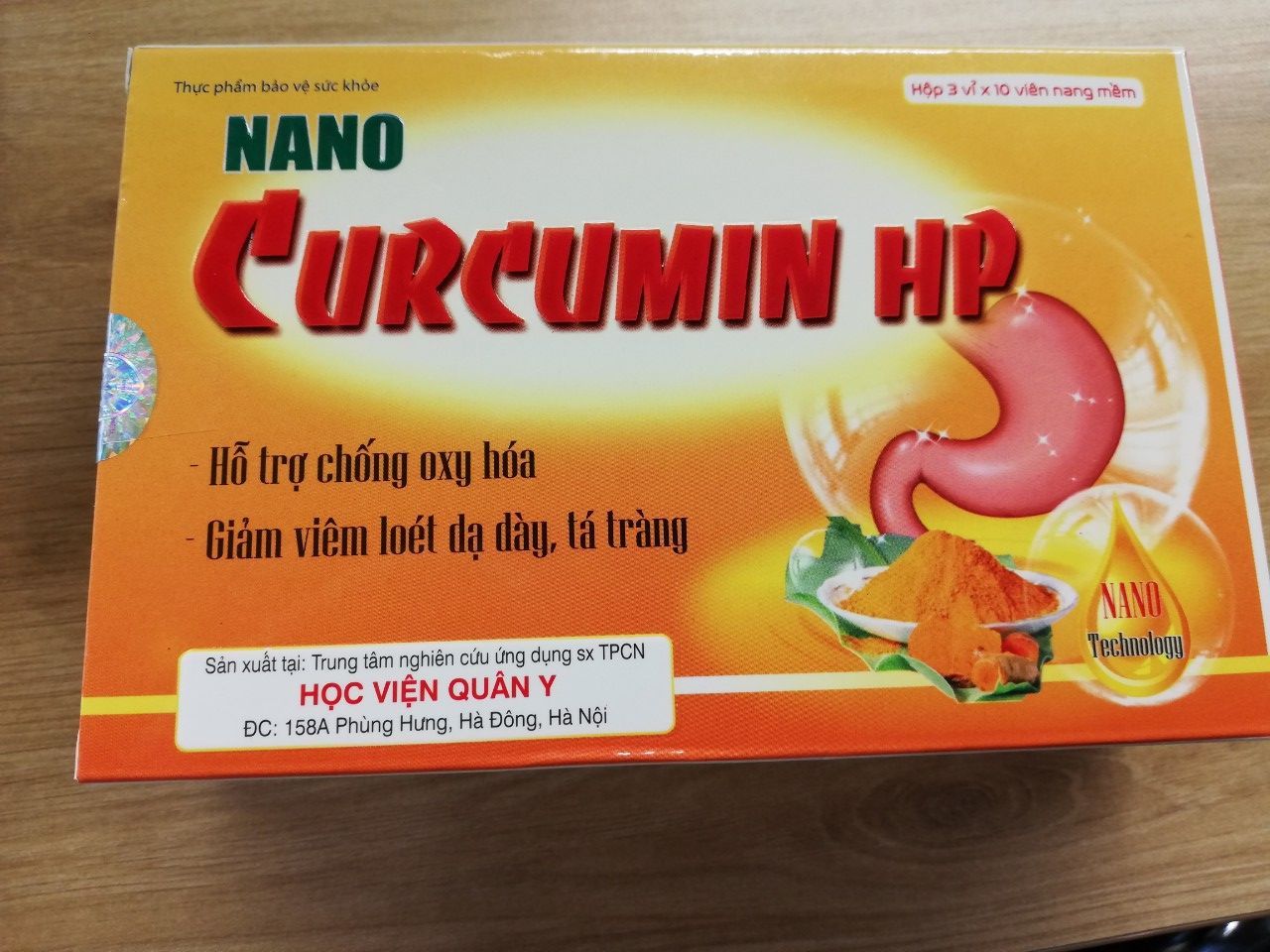 Nano Curcumin HP Học viện Quân Y hộp 3 vỉ x 10 viên nang mềm