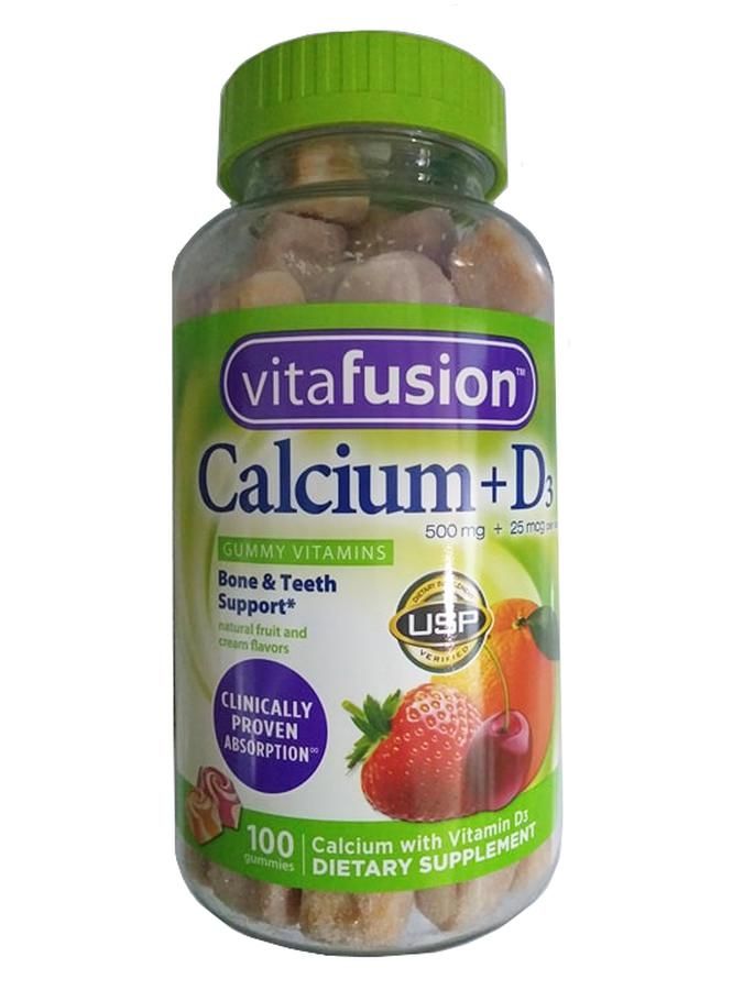Kẹo dẻo hỗ trợ bổ sung canxi Vitafusion Calcium 500mg của Mỹ chính hãng