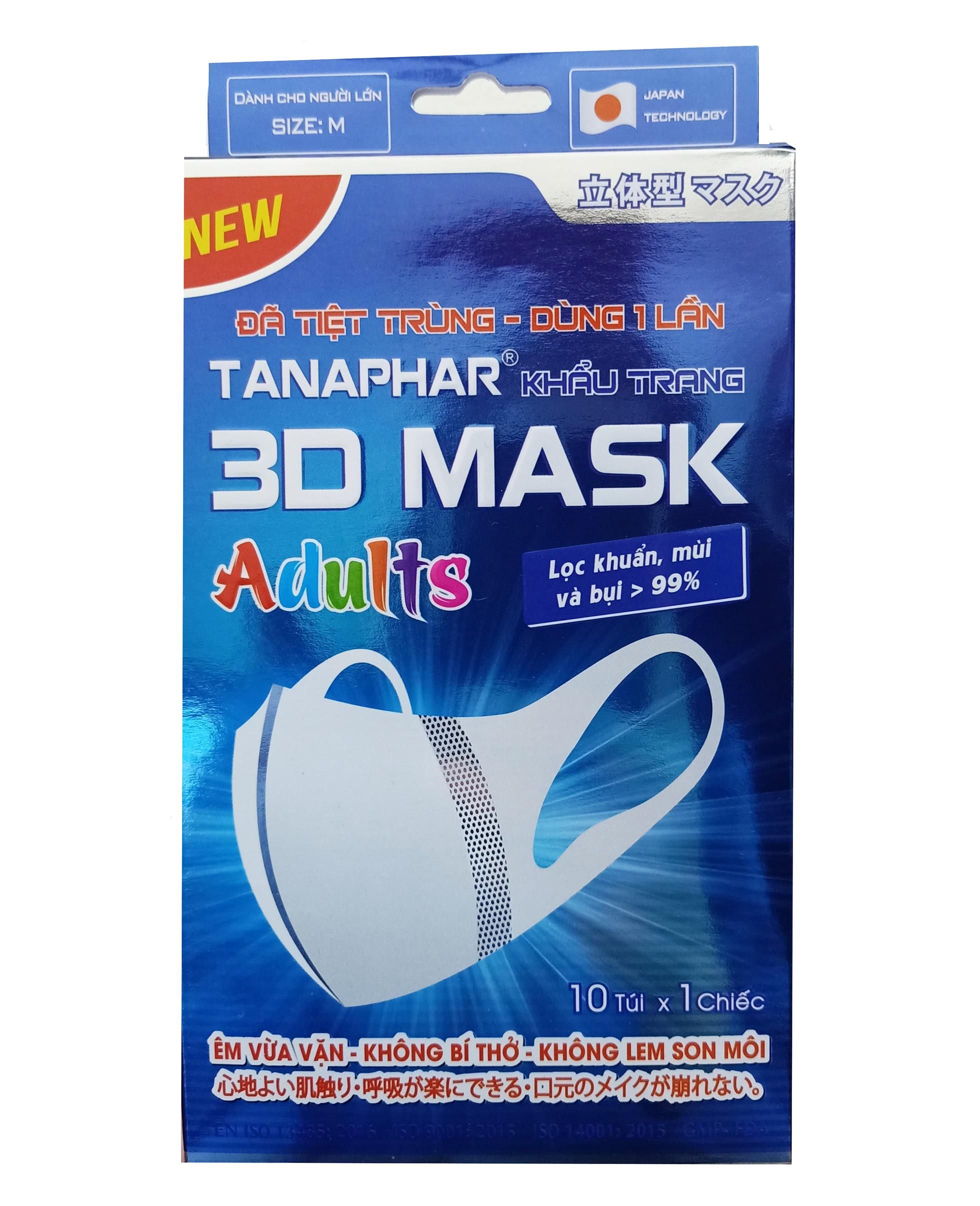 Khẩu trang lọc bụi, kháng khuẩn 3D Mask Tanaphar chính hãng