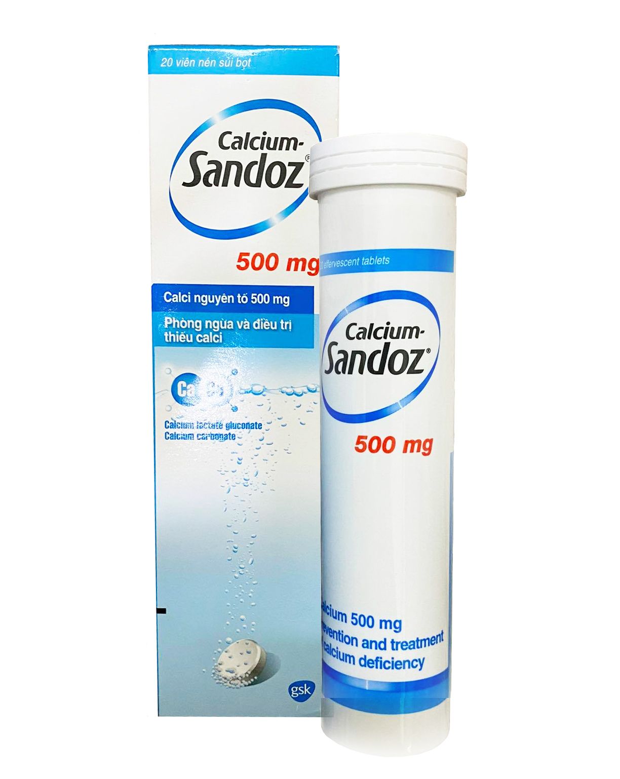 Viên sủi Calcium Sandoz tuýp 20 viên chính hãng.