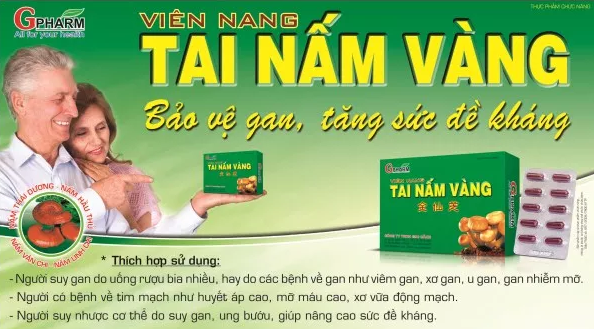 Tai Nấm Vàng GPharm hiệu quả tốt giúp giải độc gan, ăn ngủ tốt 