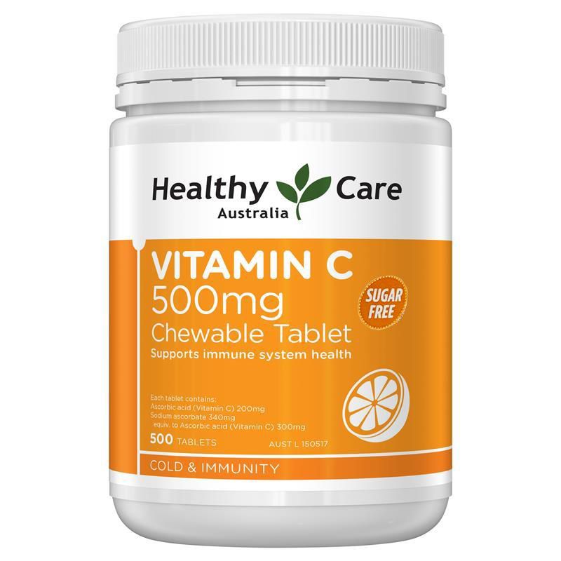 Viên nhai bổ sung Vitamin C Healthy Care Vitamin C 500mg của Úc