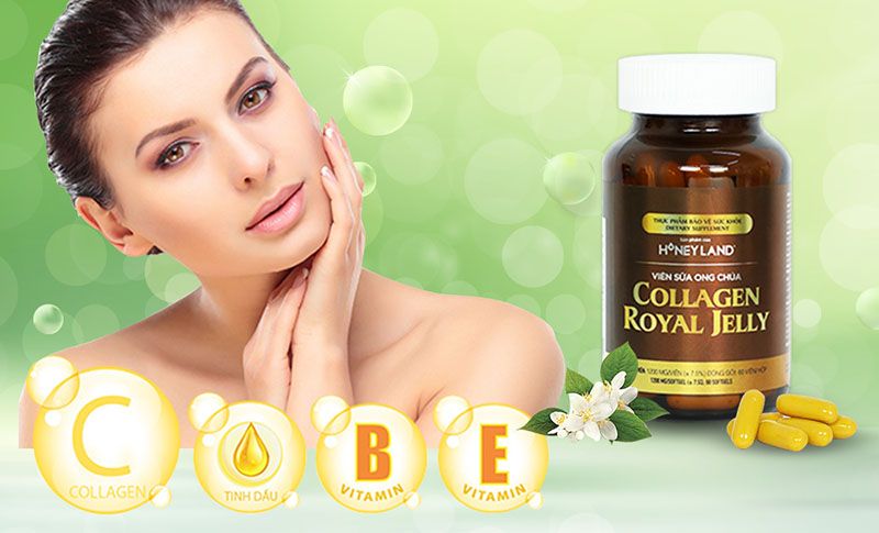 Viên uống đẹp da sữa ong chúa Collagen Royal Jelly HoneyLand chăm sóc sức khỏe và sắc đẹp nữ