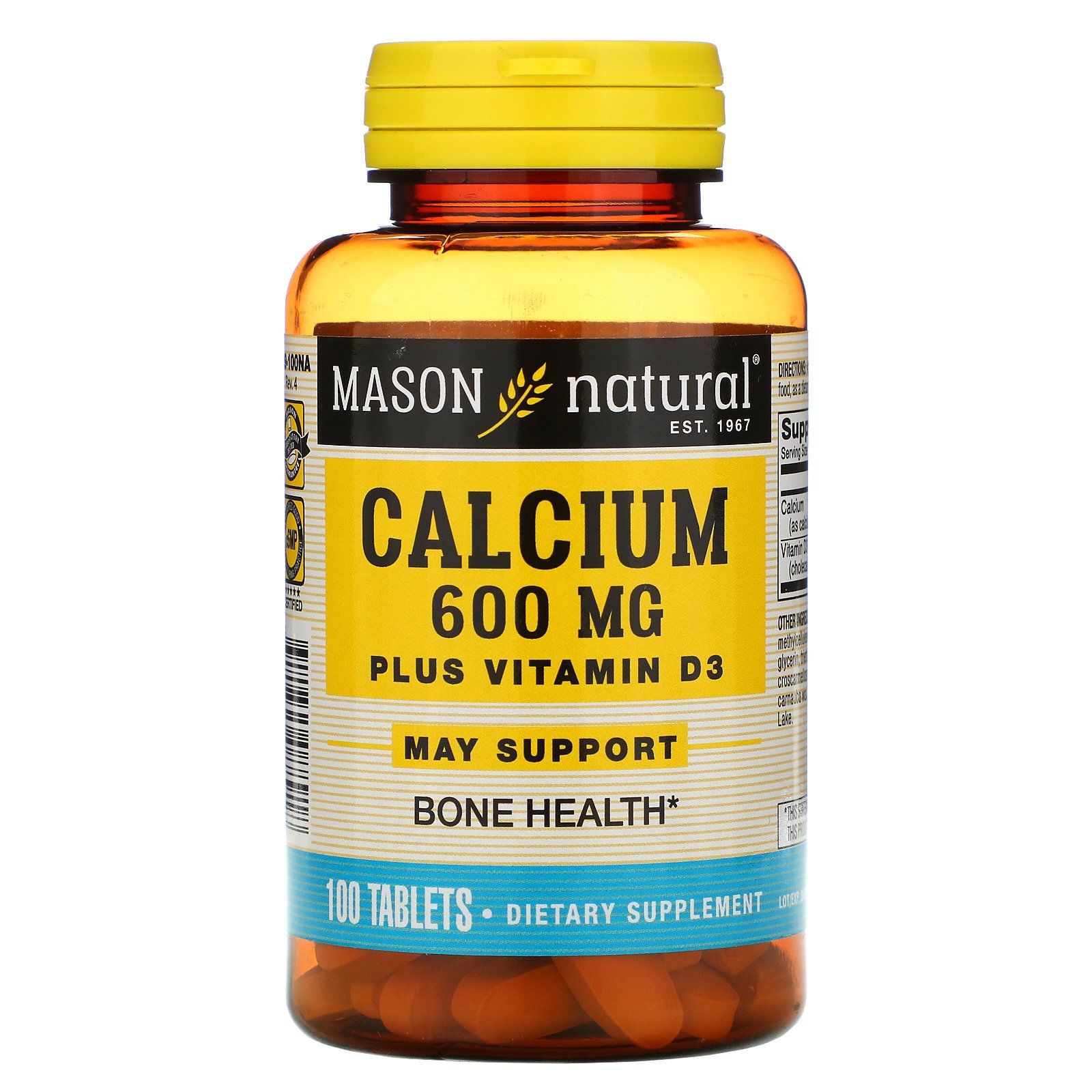 Viên uống hỗ trợ xương khớp Mason Natural Calcium 600mg + D3