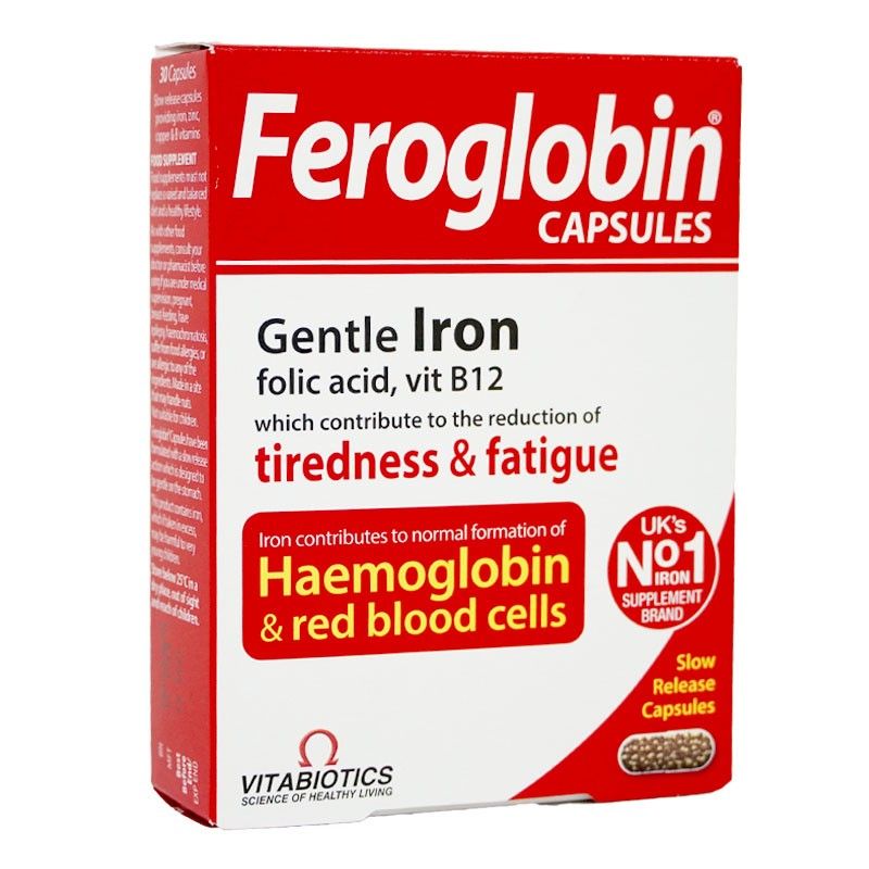 Viên hỗ trợ bổ sung Sắt Vitabiotics Feroglobin B12 hộp 30 viên chính hãng từ Anh