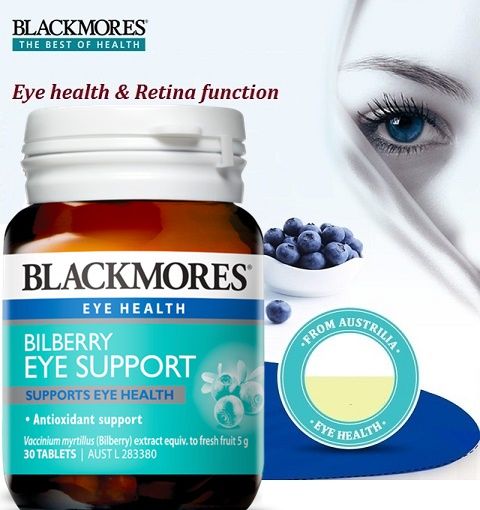 Viên uống Blackmores Bilberry Eye Support Advanced hỗ trợ bổ mắt