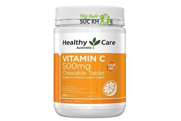 Viên nhai bổ sung Vitamin C Healthy Care Vitamin C 500mg của Úc 500 viên (mẫu mới)