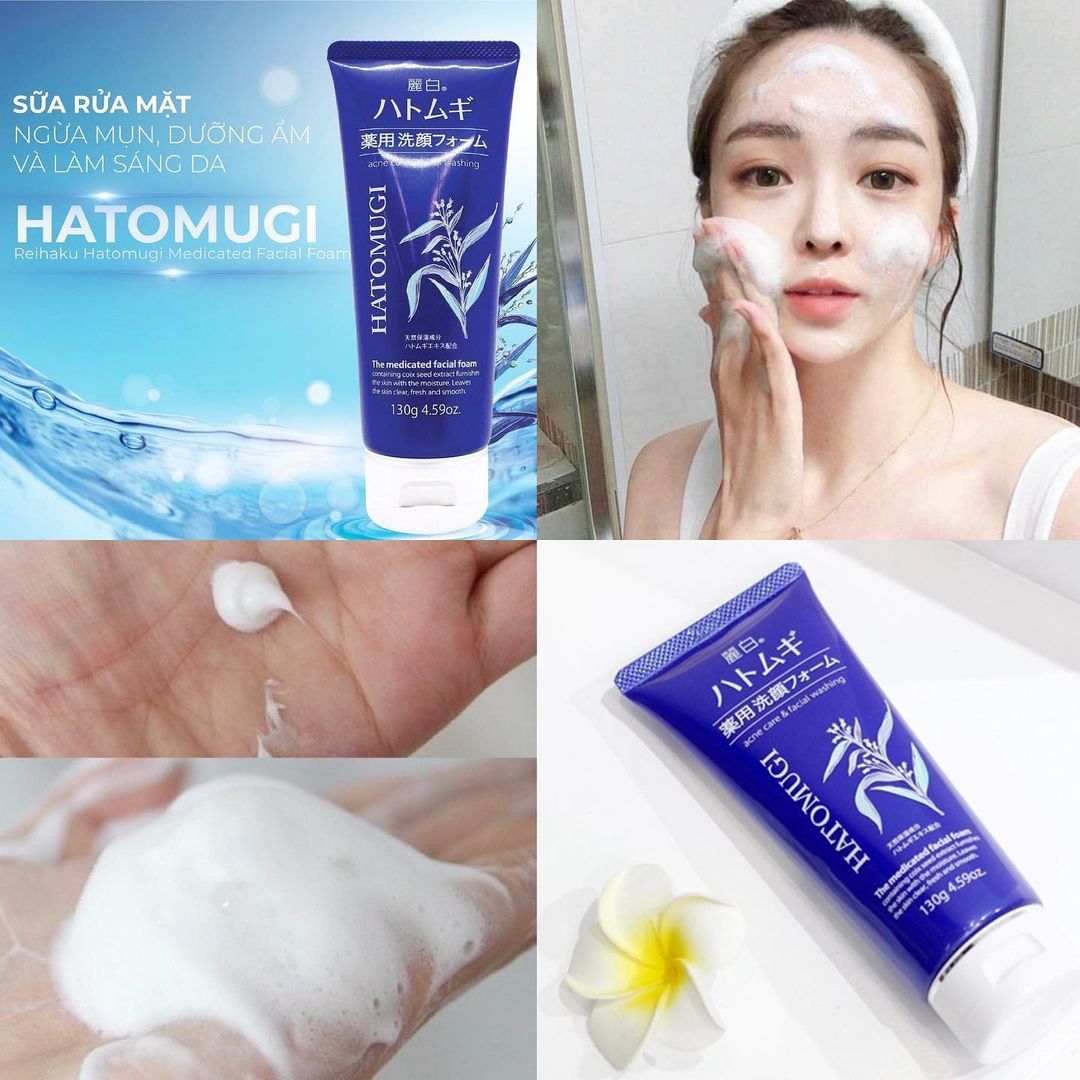 cách sử dụng sữa rửa mặt Hatomugi The Medicated Facial Foam