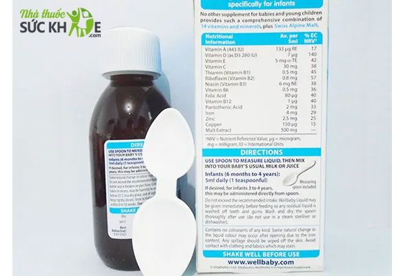 Bảng thành phần của Vitamin Wellbaby Multi Vitamin Liquid