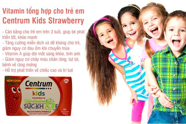 Vitamin tổng hợp Centrum Kids Strawberry dùng cho trẻ trên 3 tuổi