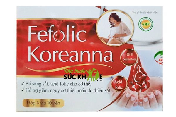 Sắt Fefolic Koreanna cho bà bầu, hộp 60 viên uống