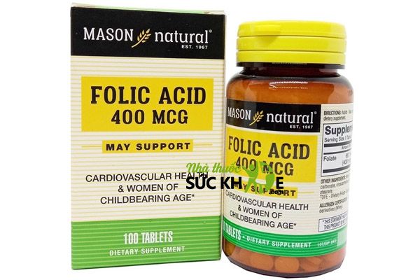Viên uống hỗ trợ bổ sung Acid Folic Mason Natural 400mcg cho bà bầu