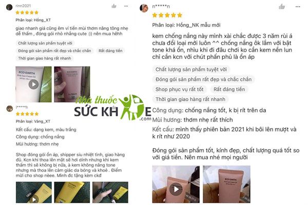 Review kem chống nắng Eco Earth Pink Sun Cream EX SPF 50+ 