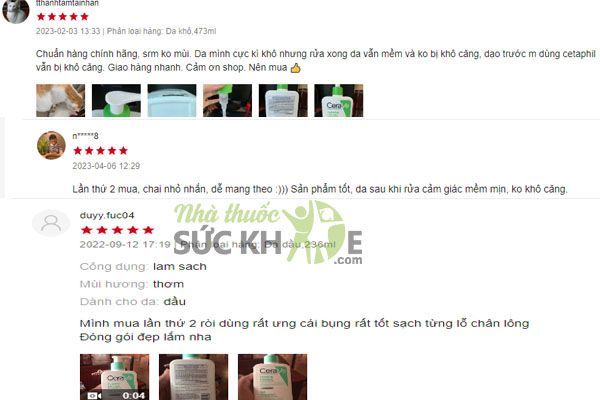 Review sữa rửa mặt Cerave Hydrating Cleanser của người dùng tại Shopee