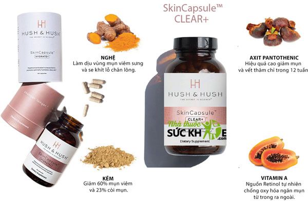 Viên uống cấp nước Hush & Hush Skincapsule Hydrate+ giúp làn da căng mịn 