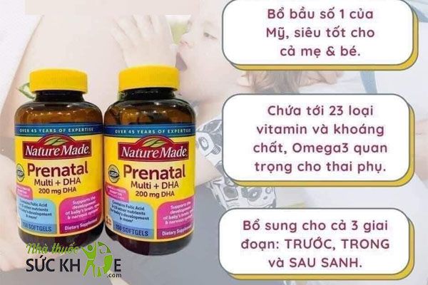 Uống Vitamin tổng hợp cho bà bầu Prenatal Multi DHA trước, trong và sau sinh