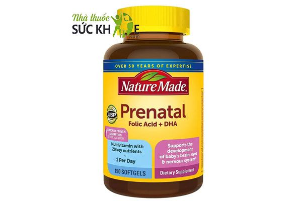 Vitamin tổng hợp cho bà bầu Nature Made Prenatal Folic Acid + DHA 150 viên