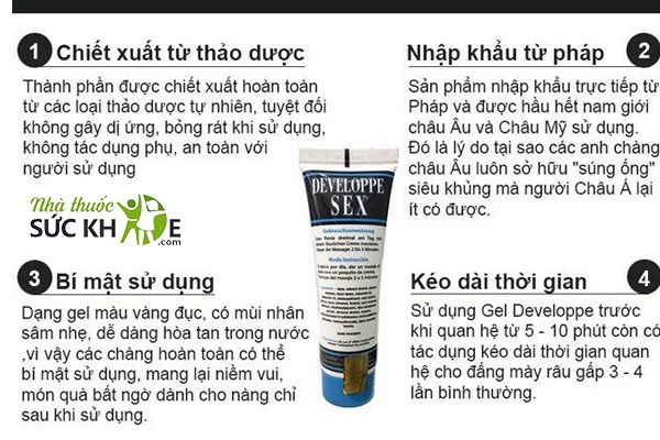 Gel bôi trơn Developpe Sex chứa thành phần chiết xuất từ thiên nhiên