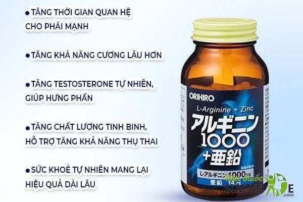 Viên uống Orihiro L-Arginine 1000mg Và Zinc hỗ trợ tăng cường chức năng cương dương mạnh khỏe