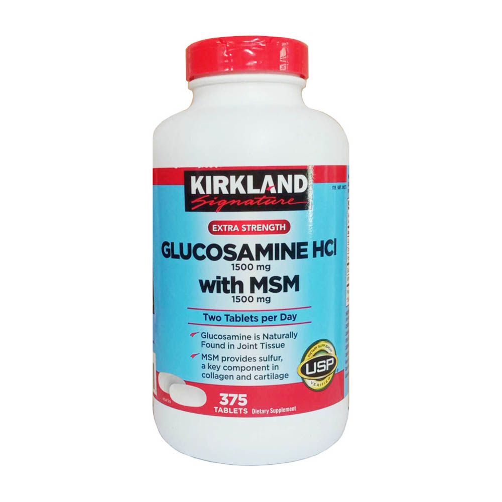 Glucosamine HCL 1500mg Kirkland with MSM 1500mg hộp 375 viên nắp đỏ