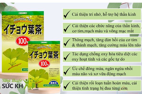 Trà bạch quả Orihiro hỗ trợ tăng cường tuần hoàn máu não