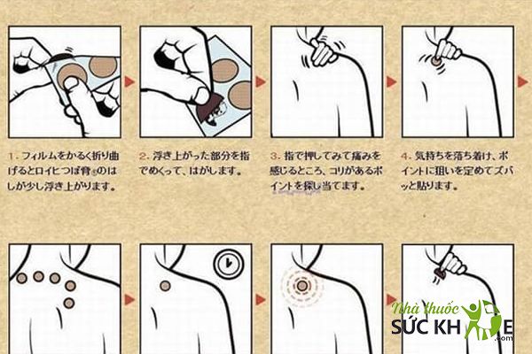 Dán trực tiếp cao dán Roihi Tsukoko lên vùng đau mỏi