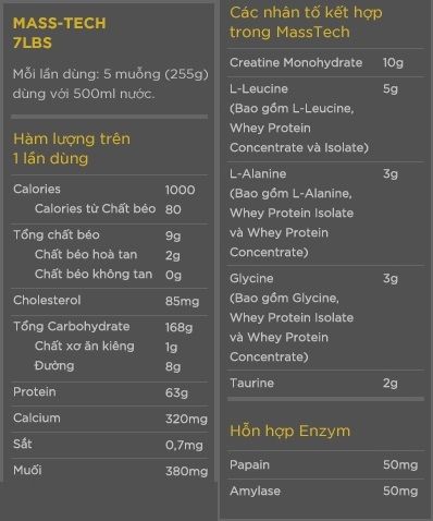 Sữa tăng cơ MuscleTech Mass Tech 7lbs (3.2kg) của Mỹ