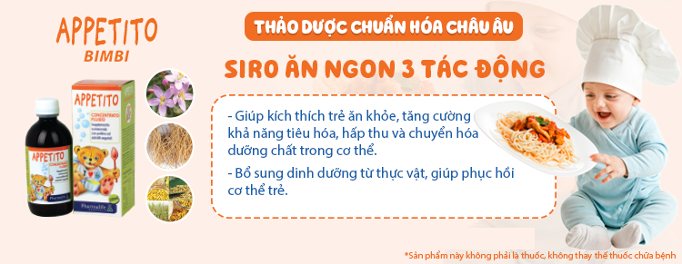 Siro Appetito kích thích bé ăn ngon 3 tác động 200ml