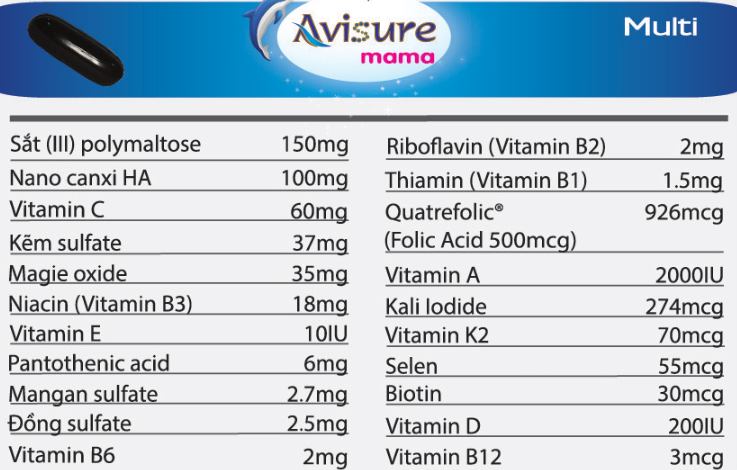 Vitamin tổng hợp cho bà bầu Avisure Mama