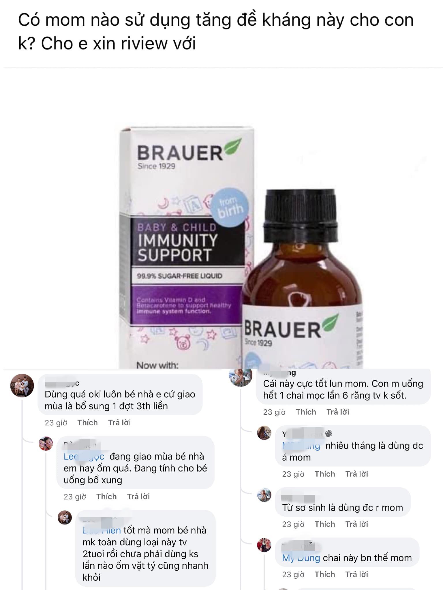 Siro Brauer Immunity Hỗ Trợ Tăng Sức Đề Kháng Cho Bé