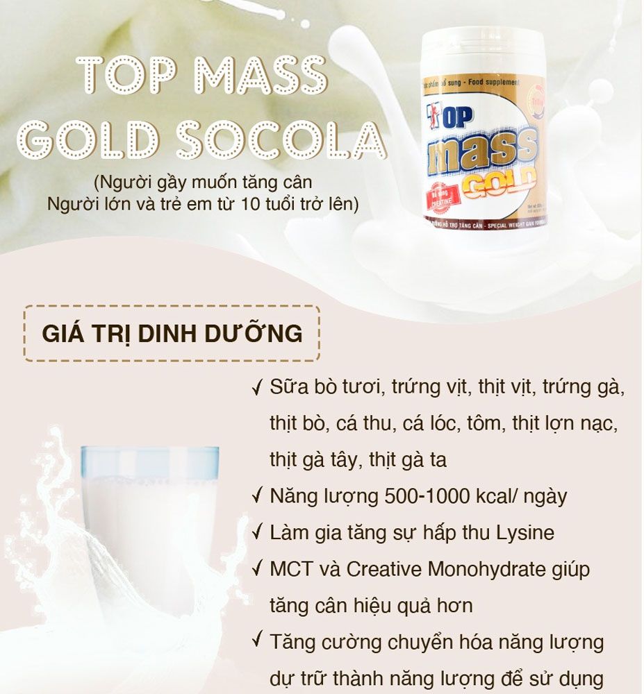 Sữa Top Mass Gold Hộp 800g Chính Hãng