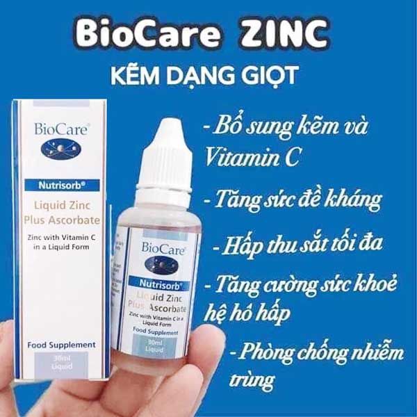 Kẽm BioCare Zinc With Vitamin C dạng giọt 30ml