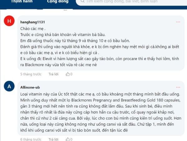 Vitamin Bầu Blackmores Pregnancy Gold của Úc