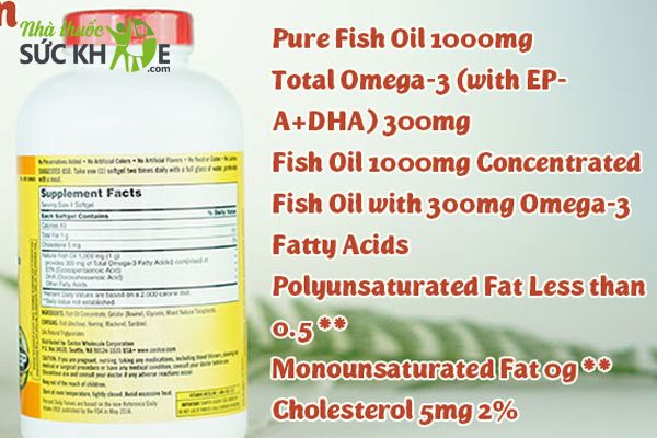 Dầu cá Kirkland Fish Oil 1000mg hộp 400 viên