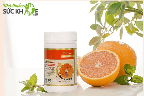 Viên nhai bổ sung Vitamin C 1000mg+ Zinc Vitatree hỗ trợ tăng đề kháng