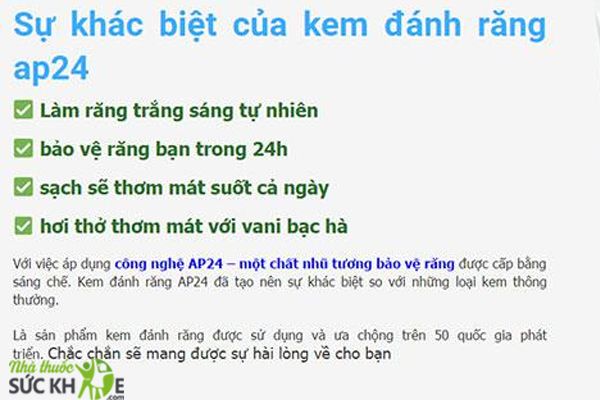 Kem Đánh Răng AP24 Hỗ Trợ Loại Bỏ Các Mảng Bám Trên Răng