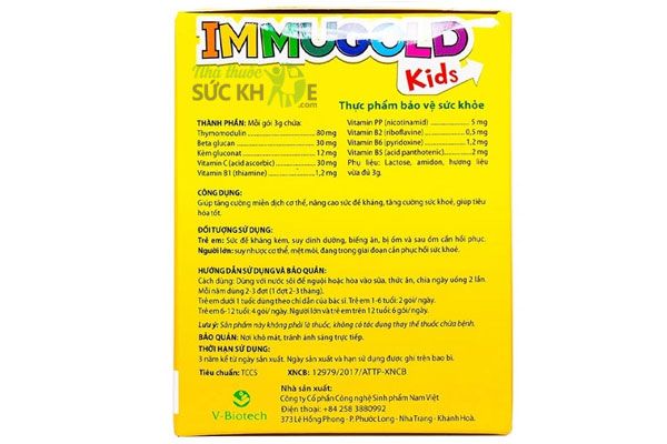 Gói uống Immugold Kid hỗ trợ tăng đề kháng, giúp bé ăn ngon