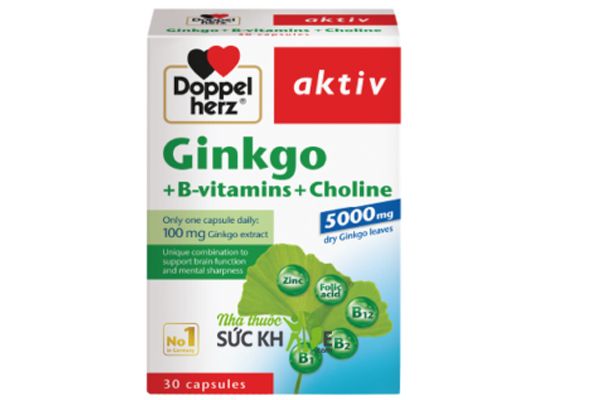 Viên uống Doppelherz Aktiv Ginkgo   vitamin B   Cholin