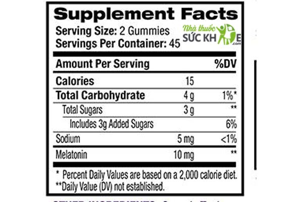 Kẹo dẻo hỗ trợ giấc ngủ Natrol Gummies Melatonin 10mg