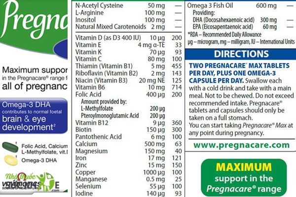 Vitamin Bà Bầu Pregnacare Max Của Anh Hộp 84 Viên