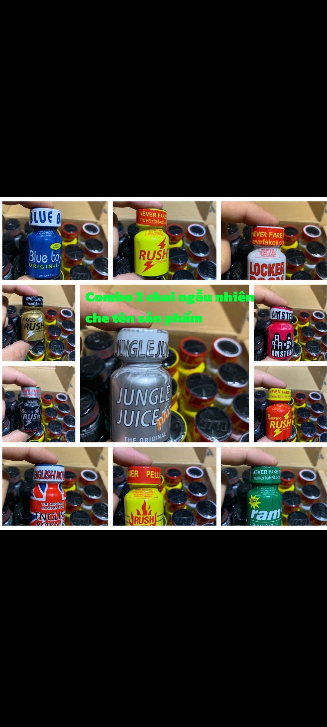 Combo 2 chai Popper truyền thống nắp đen usa