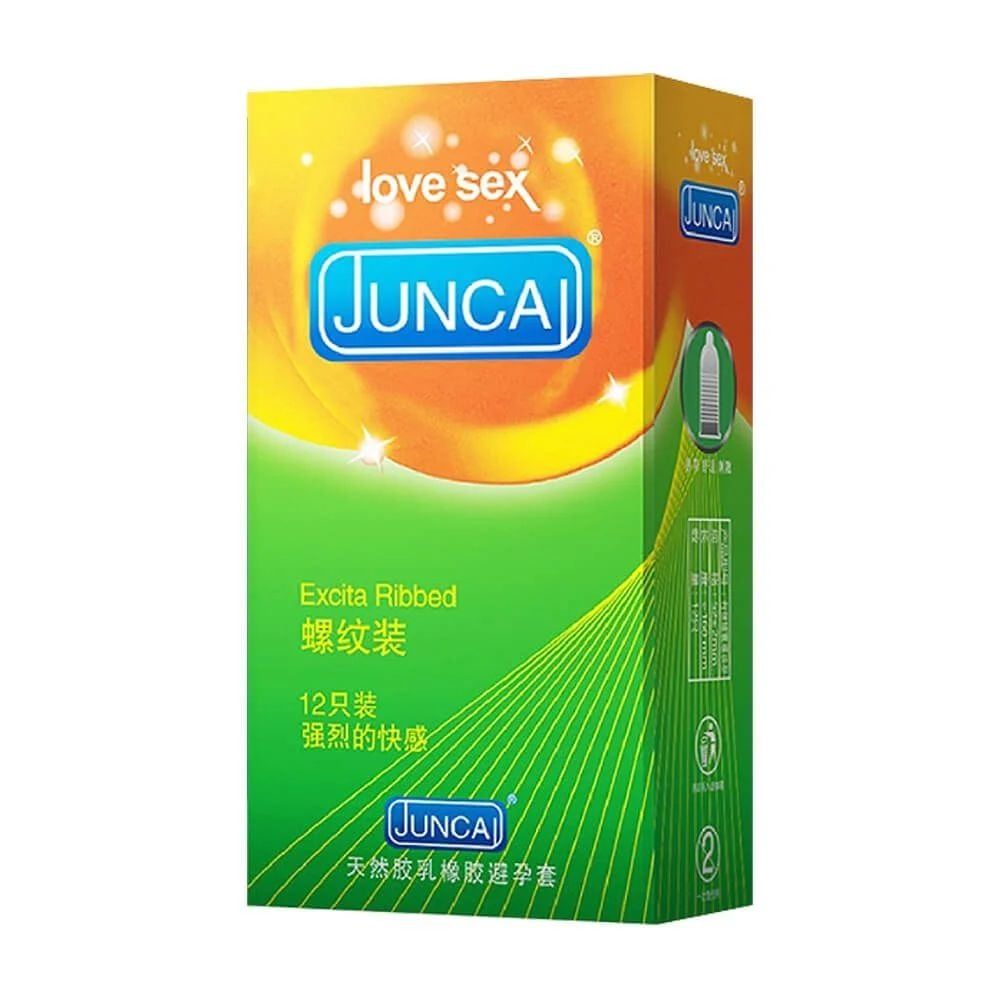 Bao cao su Juncai Excita Ribbed - G&acirc;n sọc - Hộp 12 c&aacute;i