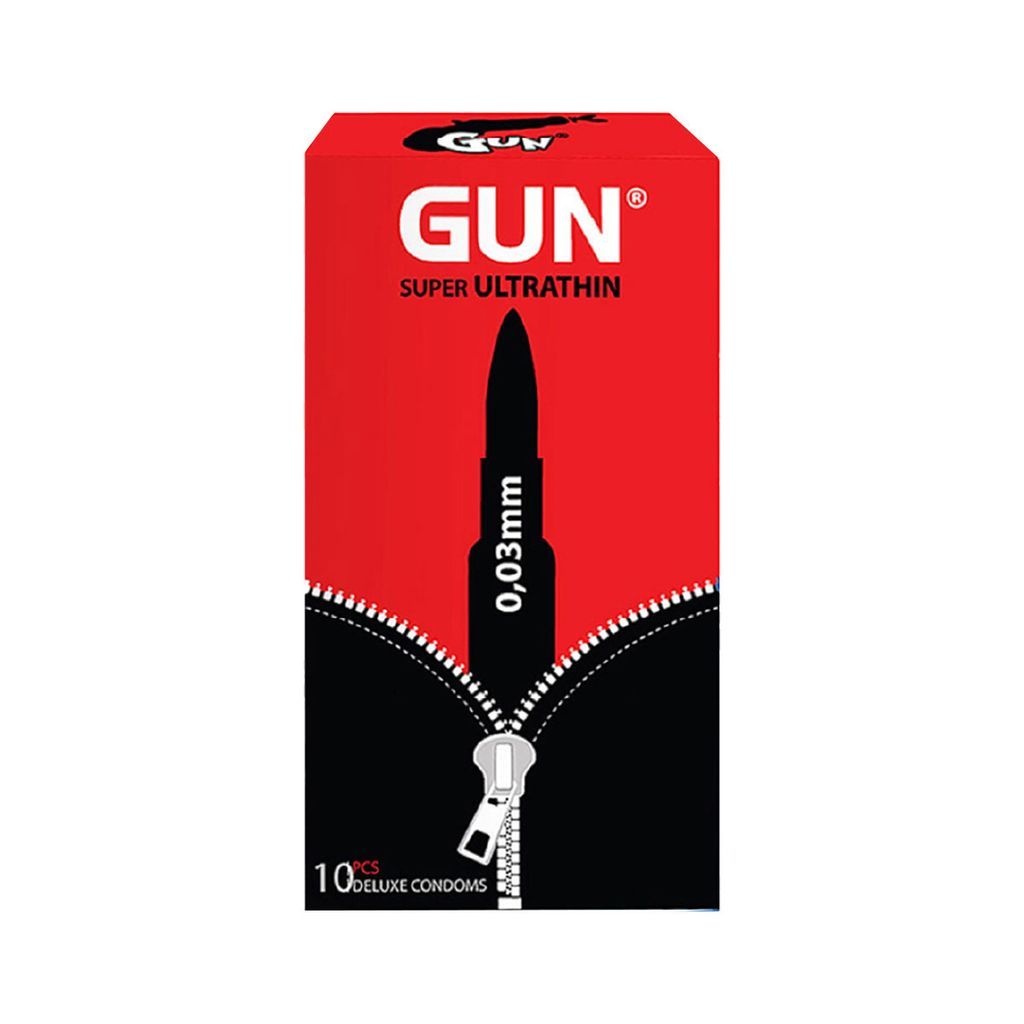 Bao cao su Gun Super Ultra Thin - Si&ecirc;u mỏng 0.03mm - Hộp 10 c&aacute;i