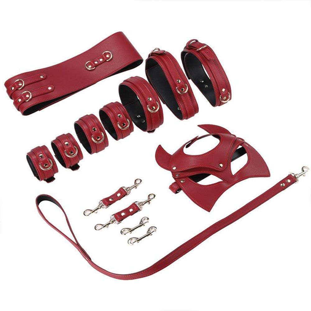 Bộ dụng cụ hỗ trợ t&igrave;nh dục m&agrave;u đỏ BDSM 02