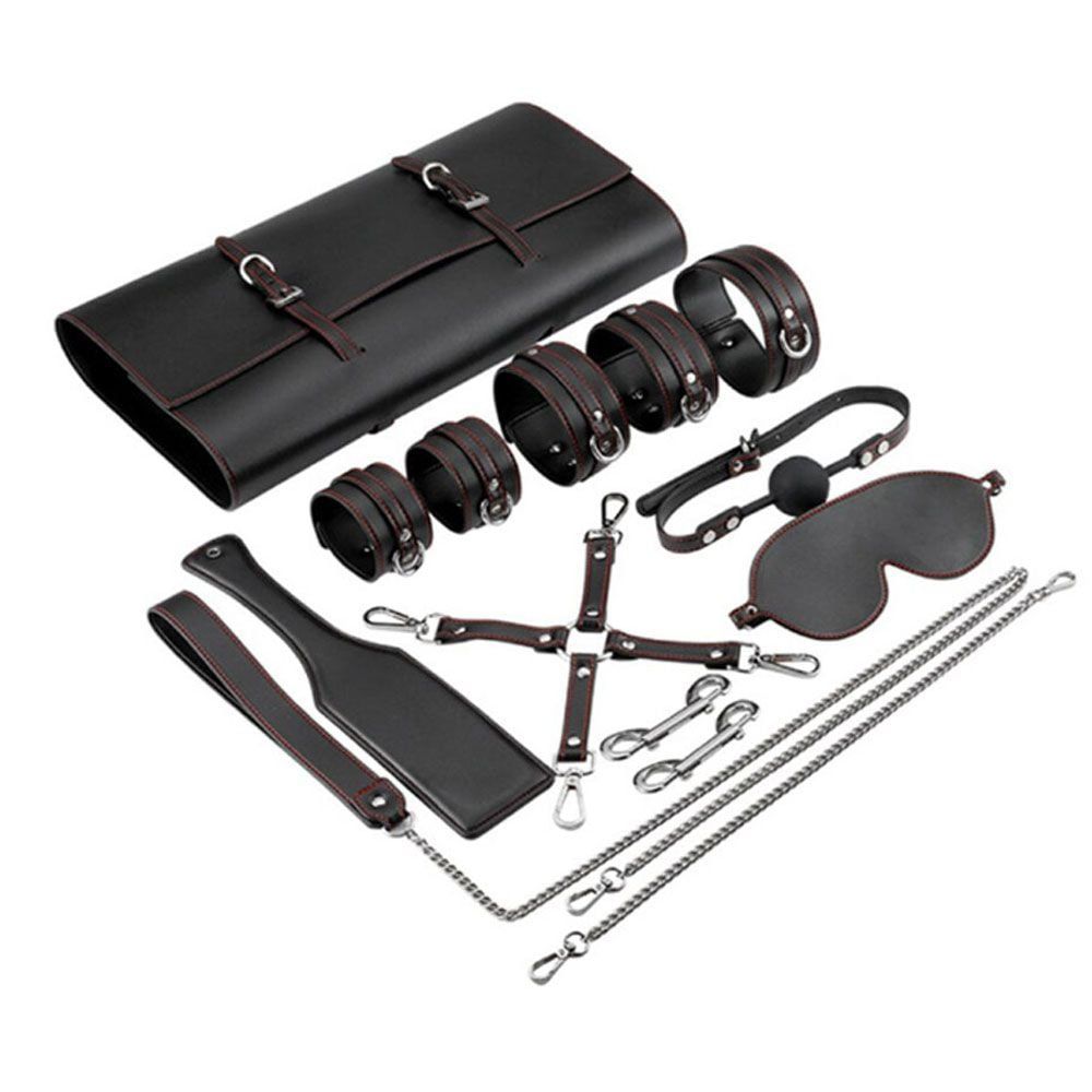 Bộ dụng cụ hỗ trợ t&igrave;nh dục m&agrave;u đen BDSM 01