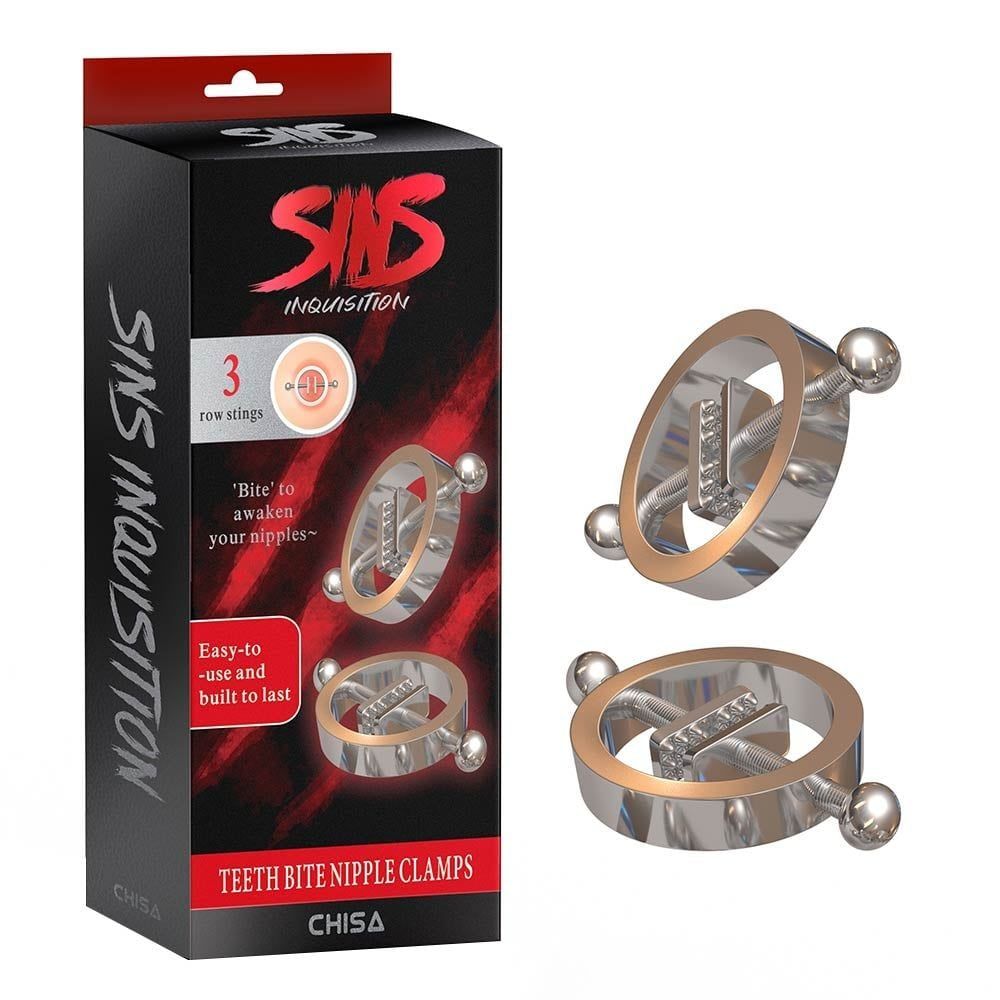 Kẹp v&uacute; k&iacute;ch th&iacute;ch đầu ti Chisa Sins Inquisition Teeth Bite Nipple Clamps