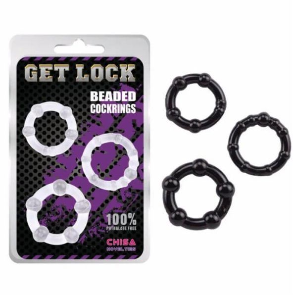 Bộ 3 V&ograve;ng Đeo Dương Vật Đ&iacute;nh Cườm K&eacute;o D&agrave;i Thời Gian Get Lock Chisa