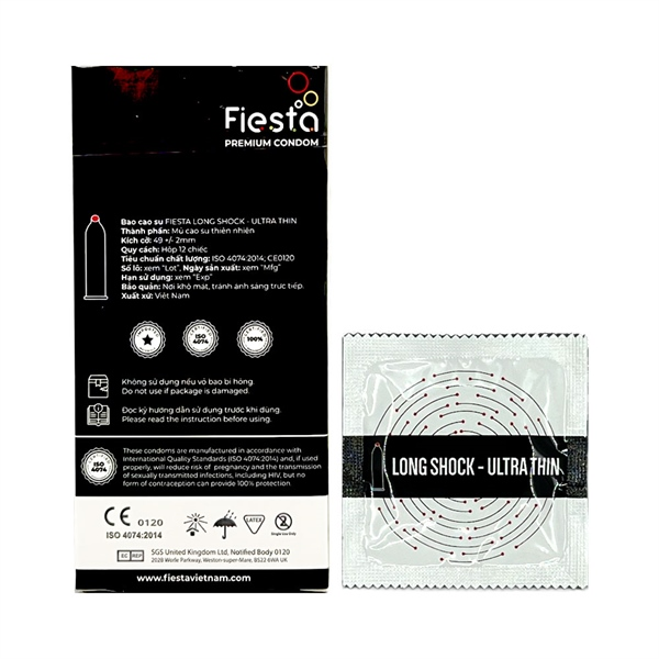 Hộp bao cao su Fiesta Long Shock Ultra Thin